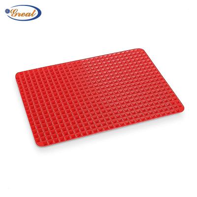 China 2023 Amazon Hit BBQ 16*11inch Non-stick Viable Pyramid Silicone Mat 2023 Microwave Oven Pizza Silicone Baking Mat for sale