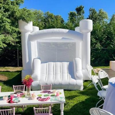 China Popular White Net Inflatable House Bounce Wedding Moon Bouncer PVC Bouncy Castle for sale