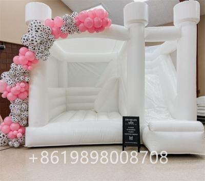 China Factory Fire Retardant Bouncer Inflatable Moon Wedding Bounce House Bouncy Castle With Slide for sale