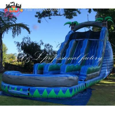 China Backyard School Amusement Park Palm Tree Slide Marble Waterslide Commercial Inflatable Tropical Combo Bounce House Inflatable Water Slide With Pool for sale