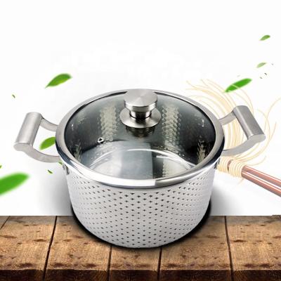 China Sustainable Household Kitchen Cookware Set Milk Pan Stainless Steel Two Handle Soup and Stock Pots with Glass Lid for sale