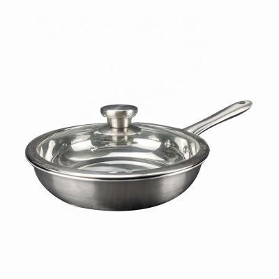 China 2021 Viable Best Selling Kitchen Cookware Wok Stainless Steel Frying Pan With Lid Frying Pan Non Stick Pan for sale