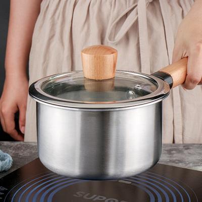 China Viable factory wholesale kitchen cooker cooking soup stock pot stainless steel milk pan with glass cover for sale