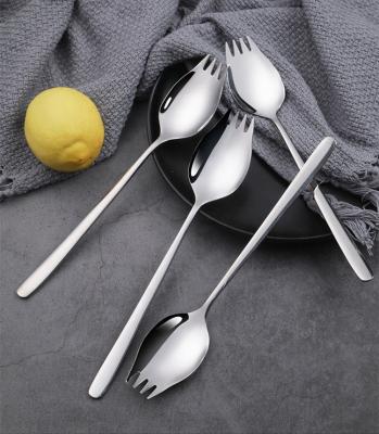 China Viable Wholesale High Quality Classic Design Food Grade 304 Stainless Steel Fork Spoon Salad Noodle Spoon for sale