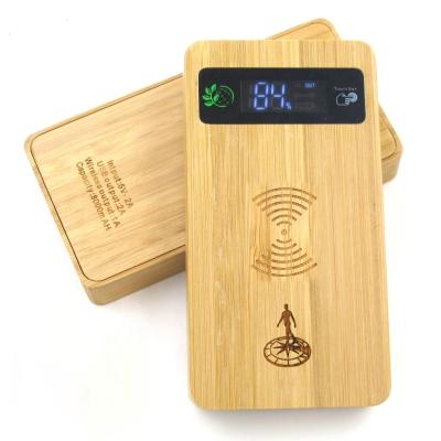 China Factory OEM Choice LED Display Charger LED Display and Radio Color 2 in 1 Wooden Mini 4000mAh Qi Wireless Charger for sale