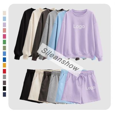 China Anti-pilling Sweats And Hoodie Set Women Short Set Patch Hoodies Custom Hoodies 80% Cotton 20% Polyester for sale