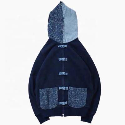 China Breathable Full Face Full Zip Hoodie Two Tone Patchwork Men Breathable Custom Sweatshirt Zip Up Hoodie for sale