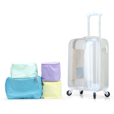 China OEM Custom Cabin PC Logo Valise Femme Carry On Clear Transparent Suitcase Travel Trolley Bags Luggage Sets for sale