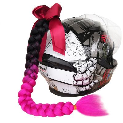 China Stunning fun and adds crazy personality to your helmet helmet ponytail braids braids hair with Detachable Bowknot Suction Cup for Motorcycle Bike Bicycle Scooter Cycling Riding for sale