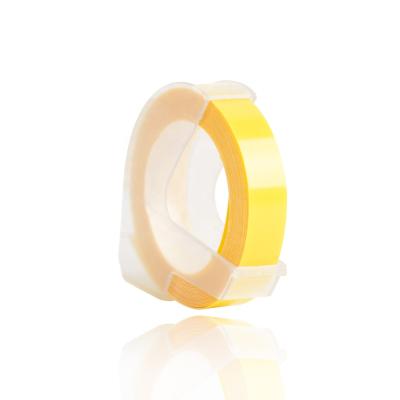 China Waterproof Embossing Label 3D Tape Light Yellow Color 9mm*3m Compatible For DYMO And MOTEX for sale