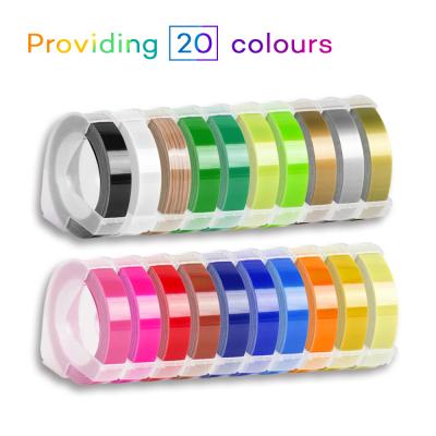 China Waterproof Custom Compatible Embossing Color 9mm DYMO 3D Manual Stereo Labels for dymo 1610/12965/1540 Motex e101 label maker for sale