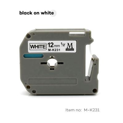 China MK231 Waterproof Label Tape Black On White Compatible For P 12mm Contact Printer MK-231 for sale