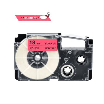 China COMPATIBLE 18mm XR-18RD 100% Red Compatible Label Tape Label Cassette Black For Casio Label Printers for sale