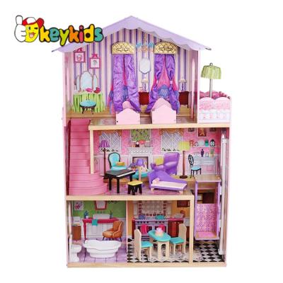 China 2021 Dollhouse On Sale Pretend Big Play Wooden Dollhouse For Girls W06A232 for sale