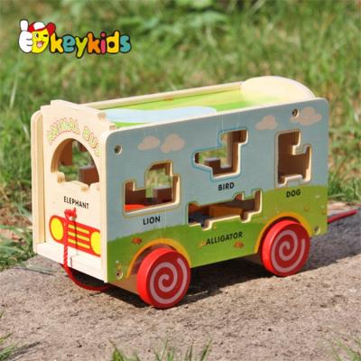 China New Funny Animal Toy Sale Educational Wooden Truck Toy Pulling Trucks For Children W05B156 for sale