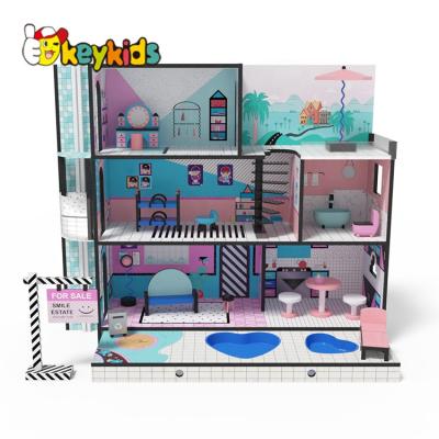 China New Original Design Kids Dollhouse Large Wooden Dream Dollhouse With Furniture W06A375 for sale