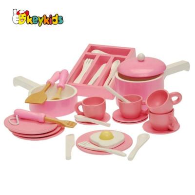 China 2019 Top Sale 36 PCS Kids Wooden Game Tea Set Food Cutting Toys For Wholesale W10B236 for sale