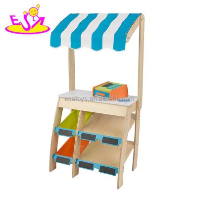 China Pretend Play Toys New Arrival Children Pretend To Play Wooden Toy Cash Register With Supermarket W10A073 for sale