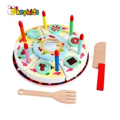 China Pretend Play Toys 2021 New Released Pretend Food Cake Set Wooden Toy For Children W10B337 for sale