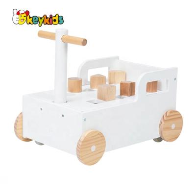 China For Kids 2021 Training Hands Skill Customize Preschool Wooden Baby Walker With Shape Blocks W16E165 for sale