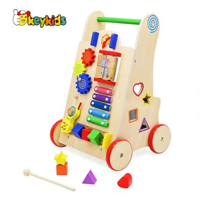 China For Children 2020 Best Design Wooden Baby Walker Activity Game Training Hands Skill With Wheels W16E146 for sale