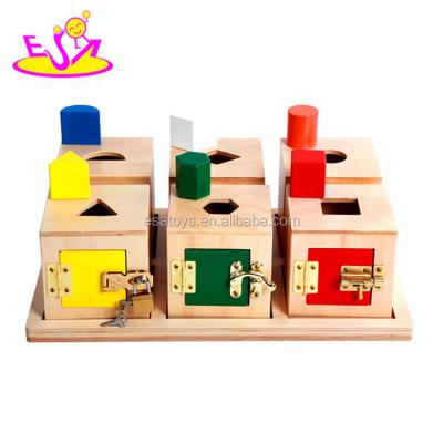 China Cartoon toy 2017 new design children's educational blocks box best wooden montessori toys W12F002 for sale