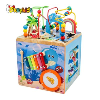 China Solid wood+metal hot sale ocean activity educational wooden cube for kids W12D193 for sale