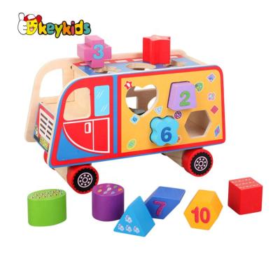 China Car Toy Blocks 2021 New Arrival Car Shape Educational Wooden Sorter For Children W04A472 for sale