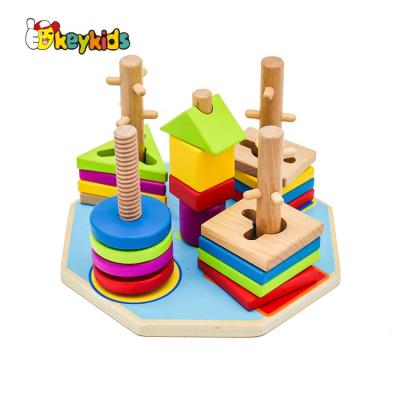 China 2019 New Education Game Design Stacking Wooden Baby Shape Sorter For Early Development W13E084 for sale