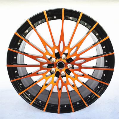 China Passanger Beautiful Cars Designs For 22x9 Wheels Black And Brushed Orange Wheels 5x112 Forged Touring Car Rims for sale