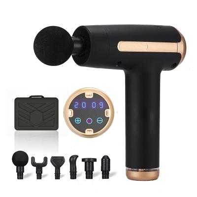 China New body design 2021 dropshipping mini electric massager gun 30 speed deep muscle body tissue massager gun with LCD display screen for sale