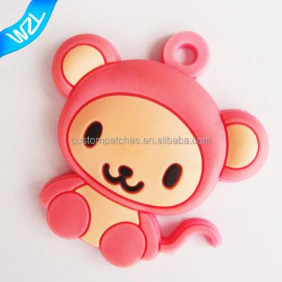 China Durable Rubber Plastic 3D Cartoon Label Garment Monkey Key Chain for sale