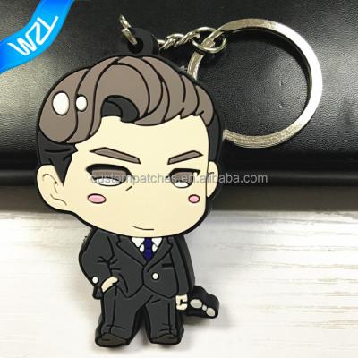 China 2D China factory embossed and debossed 2D soft PVC to inject keychains for promotion key rings for sale