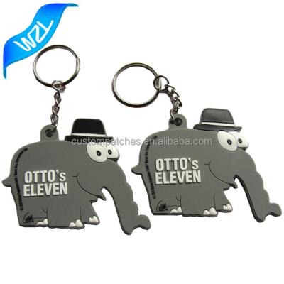 China custom 3D key chain and offer sample rubber gray elephant brand soft pvc key chain for sale