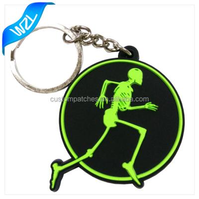 China Custom Shaped Cheap 2D 3D Glow In The Dark PVC Soft Rubber Key Chain for sale