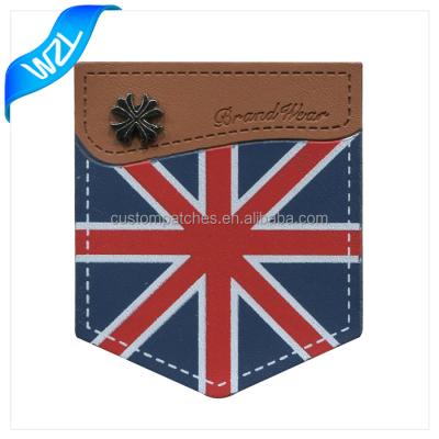 China The 2016 viable hot selling embossed and printed leather UK flag patches for sale