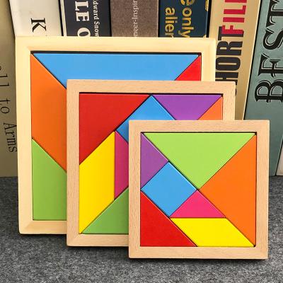 China Manual Jigsaw Puzzle with Magnet Matching and Stacking Tangram Pattern Wooden Blocks Educational Games Toys for sale