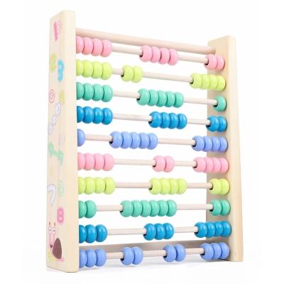 China Manual Puzzle Toy 10-Row Educational Wooden Abacus With Multicolor Numbers Calculating Beads for sale