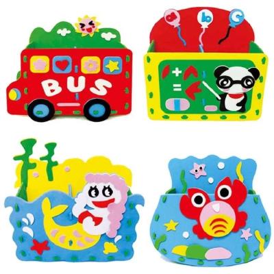 China Kindergarten Handmade EVA Material Pen Container Handmade Children DIY Toy Kits Cartoon Children Arts Crafts Cartoon for sale