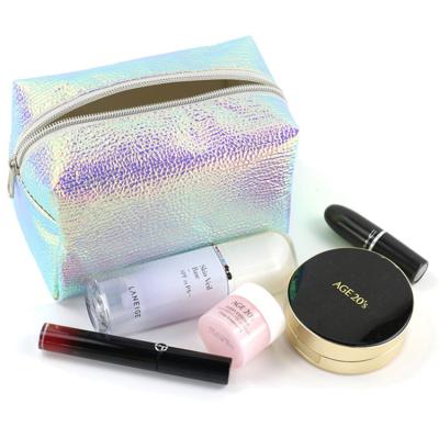 China Eco-Friendly and Economic Lychee Grain Custom Cosmetics Bags PU Leather Wash Gargle Bag Large Capacity Makeup Zipper Bag for sale