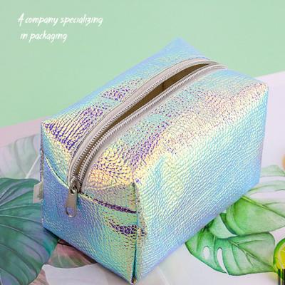 China Eco-friendly and economical travel waterproof make up zipper bag for women beauty cosmetic clutch purse with lychee grain for sale