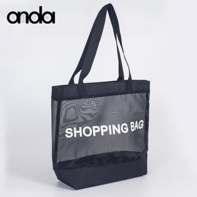 China Eco-friendly Reusable Black Customize Printing Fashion Shopping Mesh Bag Polyester Mesh Bag Reusable Mesh Bag for sale