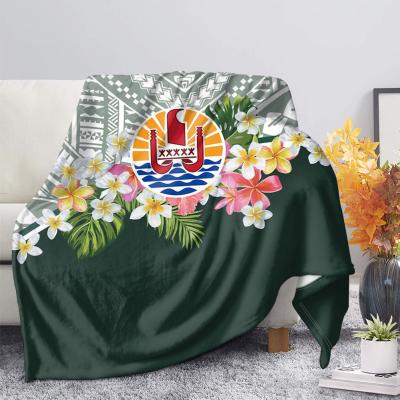 China Anti-static Polynesian Winter Raschel Design Cozy Blanket Plus Size Polynesian Floral Print Warm Soft Blanket Best Selling for sale