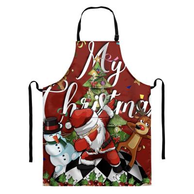 China Drink / Food Apron Santa Claus Snowman Dancing Home Kitchen Apron Customized Logo Merry Christmas Shower Curtain Apron Sublimation for sale