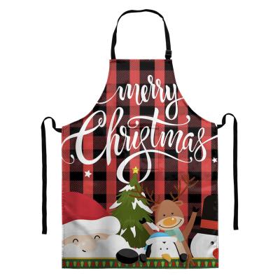 China Winter Food/Drinks Art Apron for Cooking Red Plaid Santa Claus Snowman Reindeer Penguin Hide Black Buffalo Print Apron Red Cooking and Searching for sale