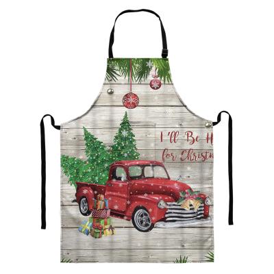 China Custom Kids Apron Women Men Snowflake Truck Logo Text Name Xmas Tree Black Drinks/Food Image Strap Supplies Apron For Cooking Workshop for sale