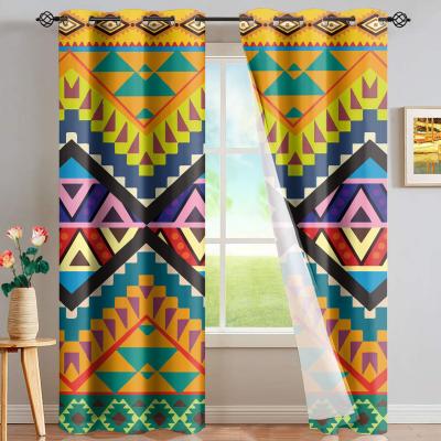 China High Quality Wholesale African Tribal Colorful Print Designer Shading Curtains Mat Set With Shower Curtains Fashion Style Bathroom for sale