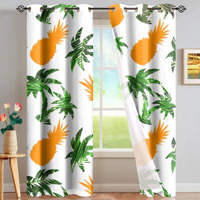 China 2021 Modern Style Hot Sale Wholesale Hawaiian Pineapple Coconuts Printing Curtains For Living Room Curtain Polyester Fabric for sale