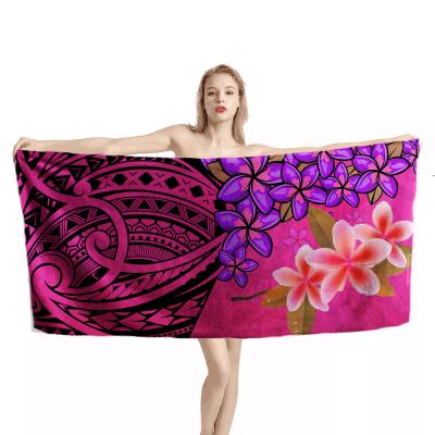 China 2021New Arrival Oversized Bath Towel Compressed With Plumeria Flower Style Tropical Ultra Soft Plush Bath Towel Premium Natural Wholesale for sale