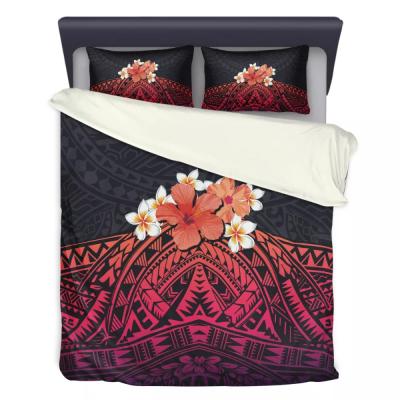 China Samoa Design Duvet Cover Hibiscus And Anti-Static Polynesian Plumeria Flowers Print Customized Gifts Microfiber Duvet Cover Set King Size for sale